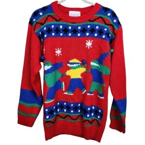 Vintage Clovelly Ribbed Knit Skater Holiday Ugly Christmas Sweater Womens Size M